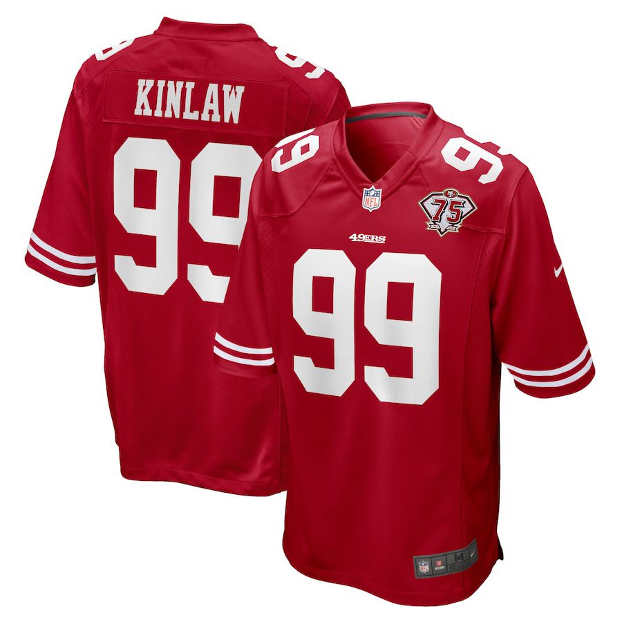 Men San Francisco 49ers #99 Javon Kinlaw Nike Scarlet 75th Anniversary Player Game NFL Jersey